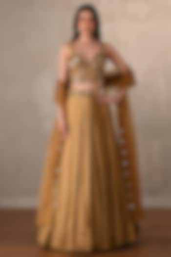 Mehendi Green Satin Kalidar Wedding Lehenga Set by Onaya at Pernia's Pop Up Shop