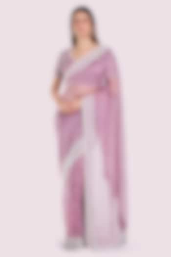 Lilac Organza Embellished Party Wear Saree Set by Onaya at Pernia's Pop Up Shop