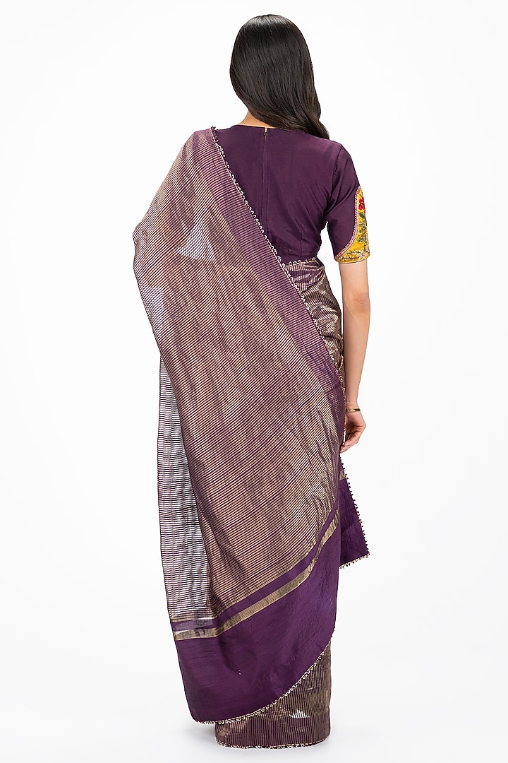 Purple Banarasi Party Wear Saree Set by Onaya at Pernia's Pop Up Shop
