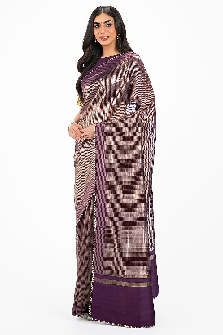 Purple Banarasi Party Wear Saree Set by Onaya at Pernia's Pop Up Shop