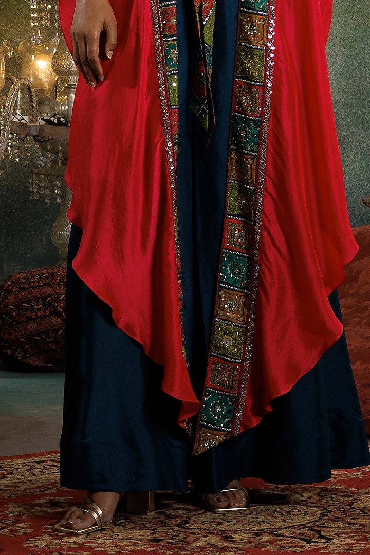 Cerise Pink Silk Sequins & Cutdana Embellished Kaftan Jacket Set by Onaya at Pernia's Pop Up Shop