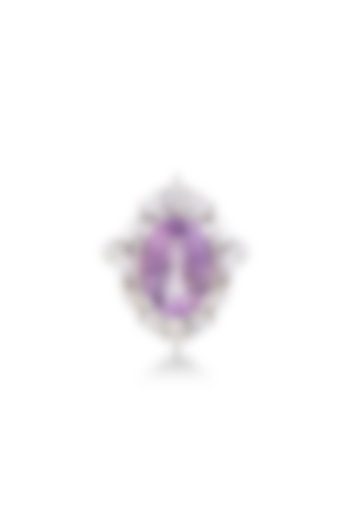 White Finish Pear-Shaped Diamond & Round Amethyst Ring by OnlyCarats at Pernia's Pop Up Shop