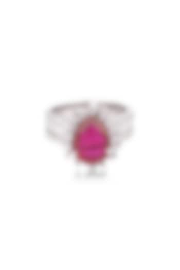 White Finish Diamond & Marquise Ruby Gemstone Ring by OnlyCarats at Pernia's Pop Up Shop