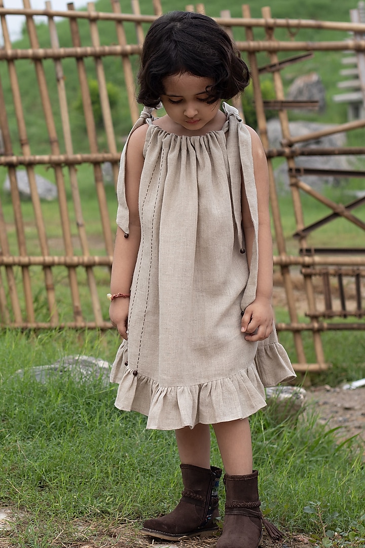 Abalone Linen Knee-Length Dress For Girls by Onari kids at Pernia's Pop Up Shop