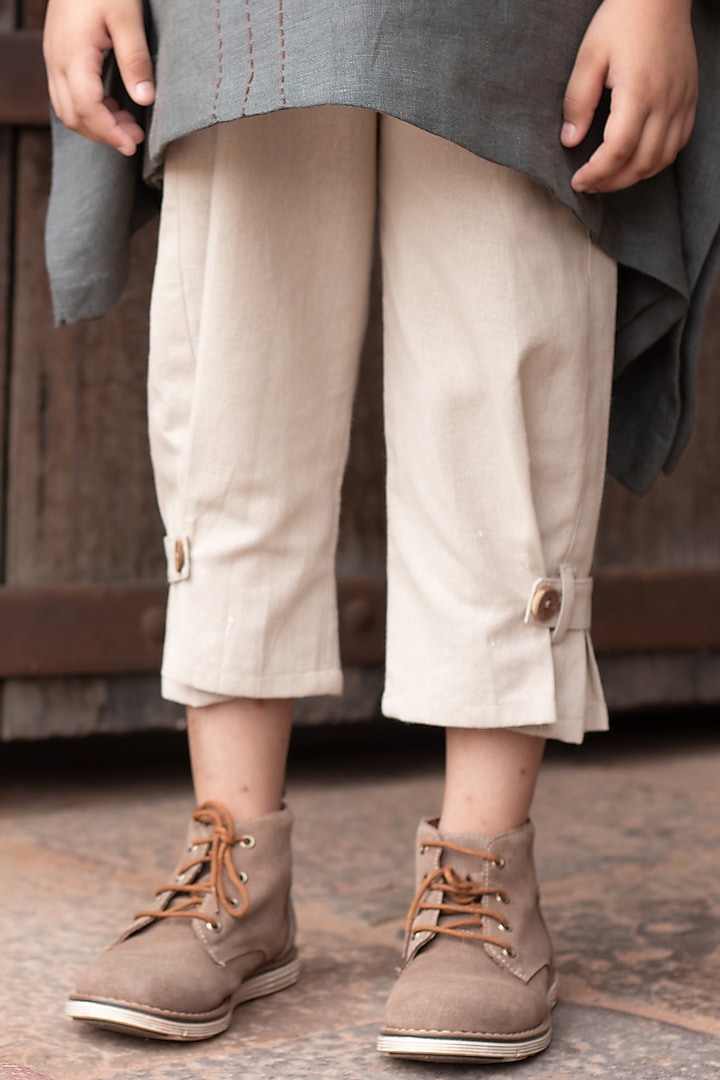 Beige Linen Harem Pants For Boys by Onari kids at Pernia's Pop Up Shop