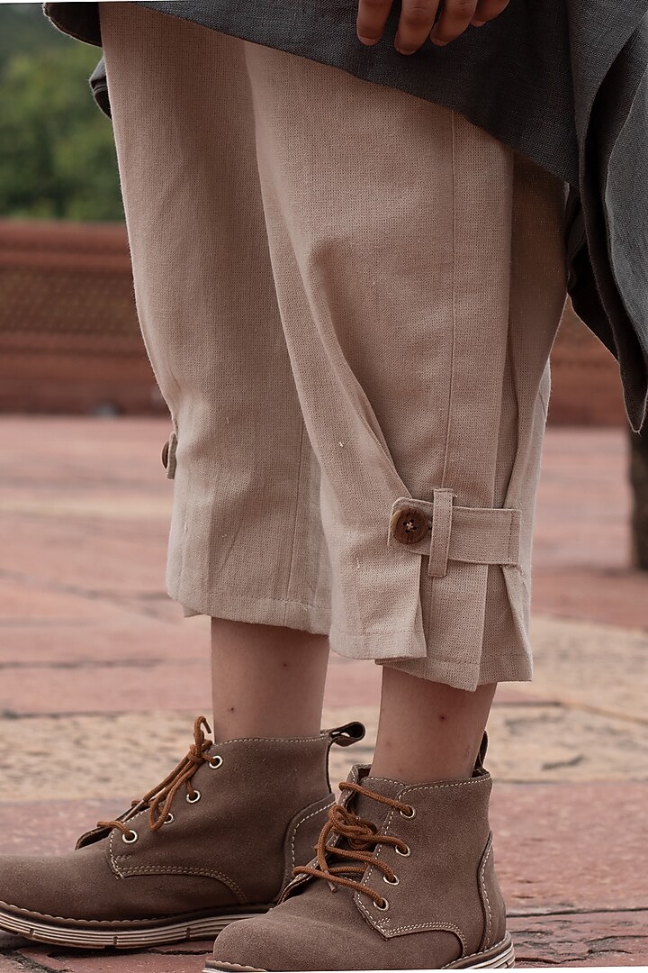 Beige Linen Harem Pants For Boys by Onari kids at Pernia's Pop Up Shop