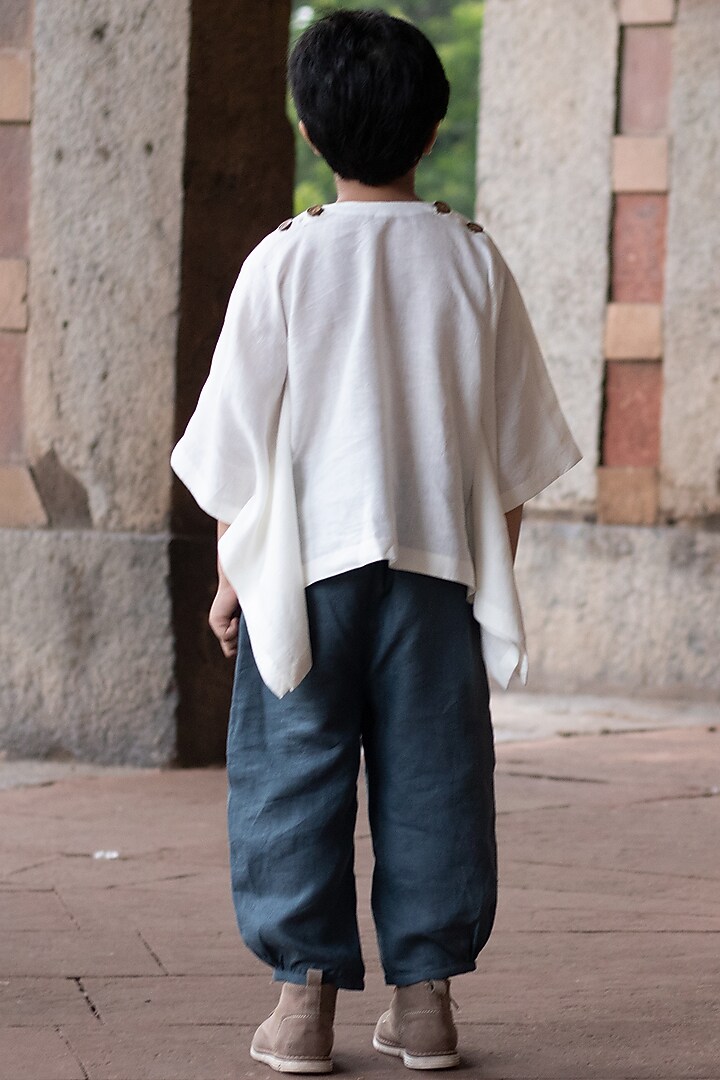 Dark Midnight Blue Linen Harem Pants For Boys by Onari kids at Pernia's Pop Up Shop