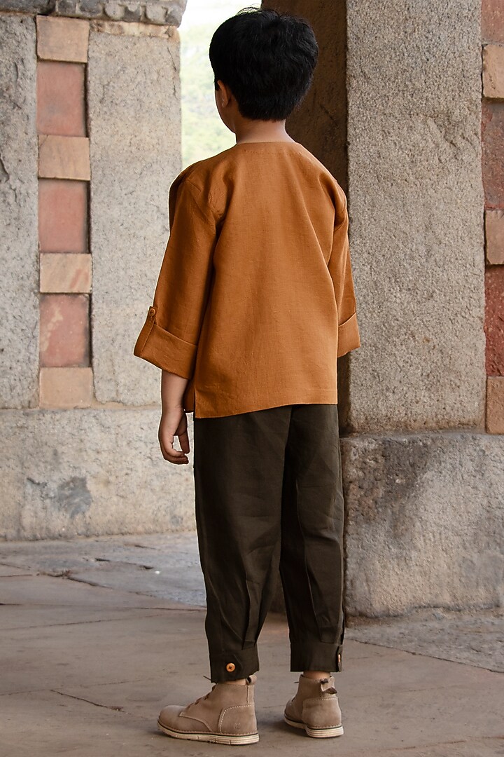 Mustard Yellow Overlapped Top For Boys by Onari kids at Pernia's Pop Up Shop