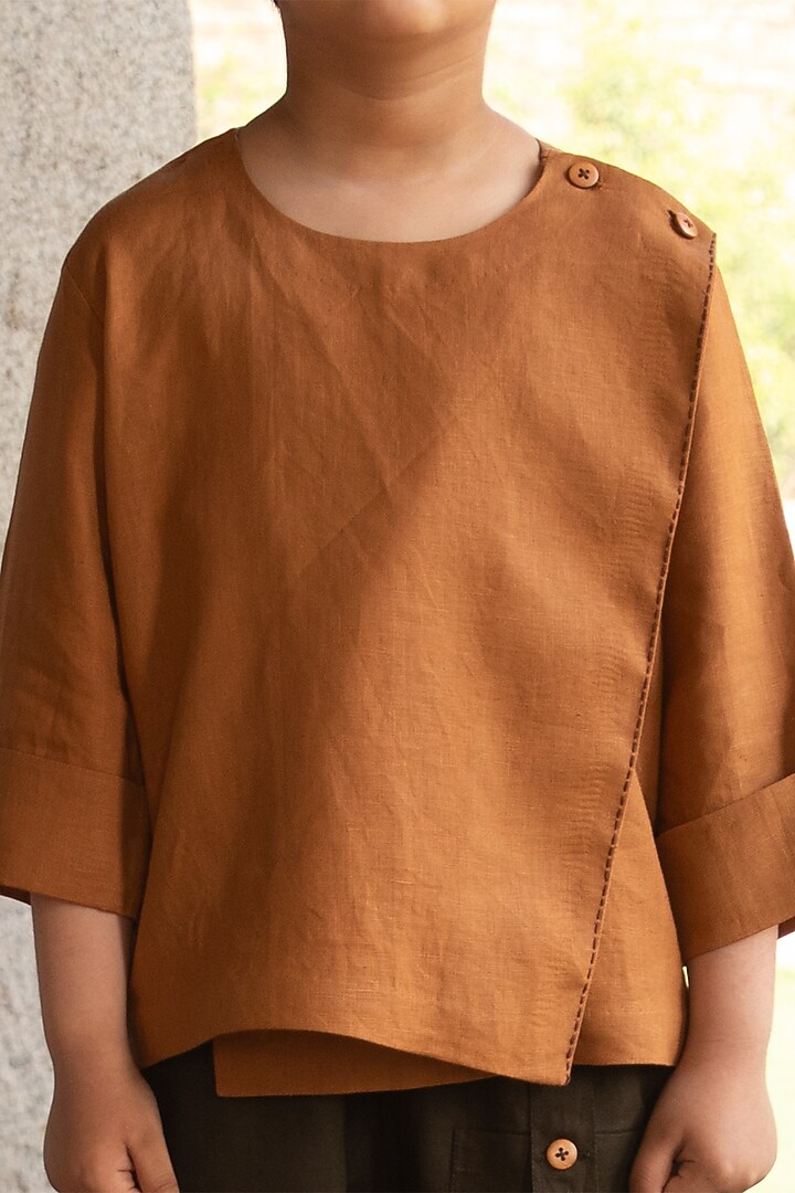 Mustard Yellow Overlapped Top For Boys by Onari kids at Pernia's Pop Up Shop