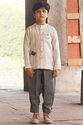 Basil-Green Harem Pants For Boys by Onari kids