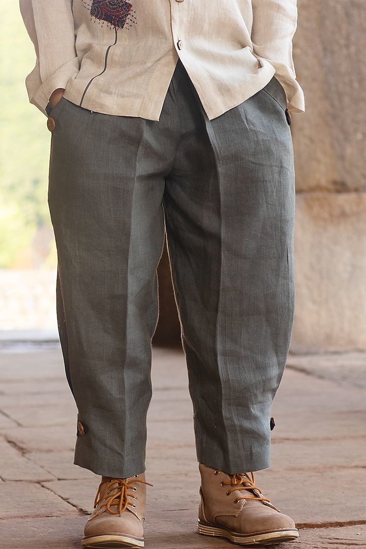 Basil-Green Harem Pants For Boys by Onari kids at Pernia's Pop Up Shop