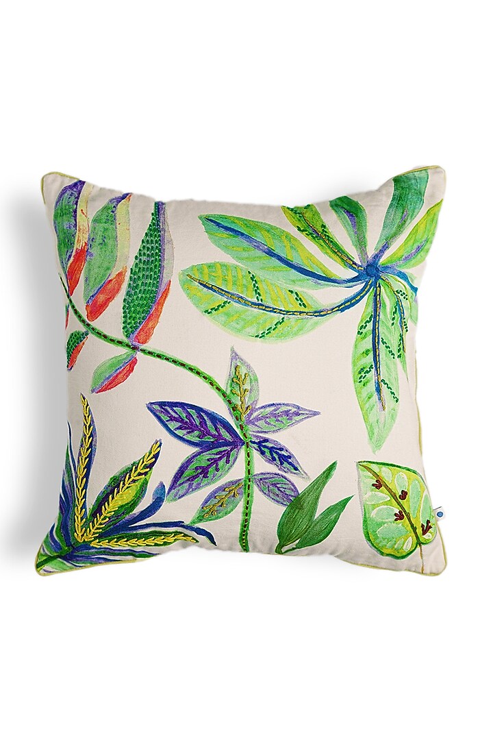 Green & Lime Green Cotton Cushion Cover by Onset homes at Pernia's Pop Up Shop