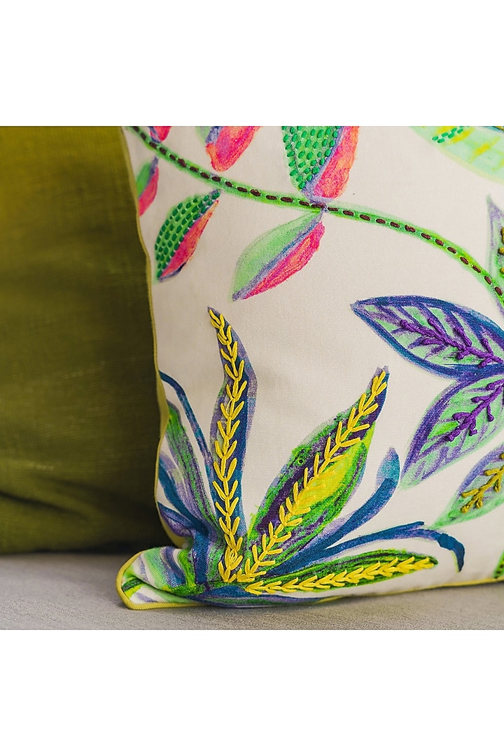 Green & Lime Green Cotton Cushion Cover by Onset homes at Pernia's Pop Up Shop