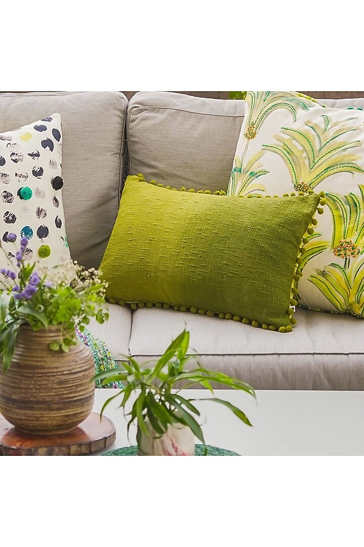Green & Lime Green Cotton Cushion Cover by Onset homes at Pernia's Pop Up Shop