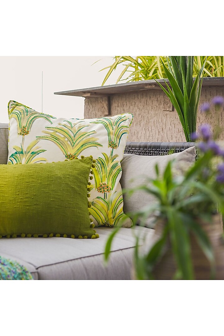 Green & Lime Green Cotton Cushion Cover by Onset homes at Pernia's Pop Up Shop