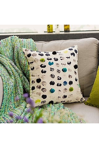 Green & Turquoise Cotton Polka Cushion Cover by Onset homes
