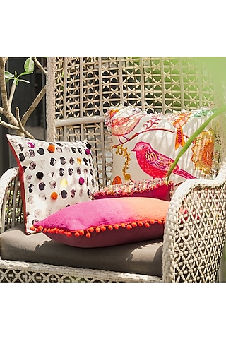 Pink & Fuchsia Cotton Polka Cushion Cover by Onset homes