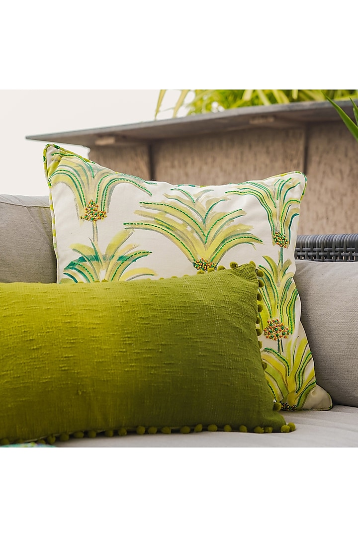 Green & Lime Green Cotton Cushion Cover by Onset homes