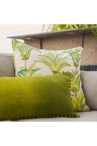 Green & Lime Green Cotton Cushion Cover by Onset homes