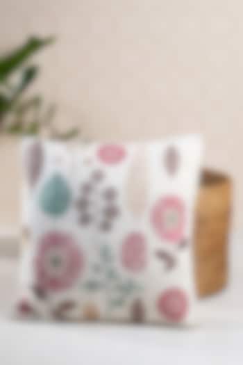 White Embroidered Cushion Cover by Onset homes at Pernia's Pop Up Shop