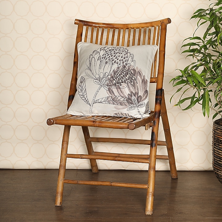 Pewter Embroidered Cushion Cover by Onset homes at Pernia's Pop Up Shop