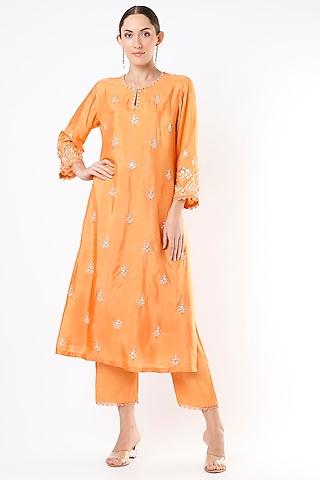 Papaya Embroidered Pants by One not two