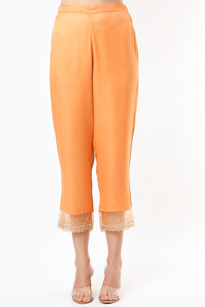 Papaya Modal Satin Embroidered Pants by One not two at Pernia's Pop Up Shop