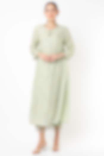 Mist Green Hand Embroidered Paneled Kurta by One not two