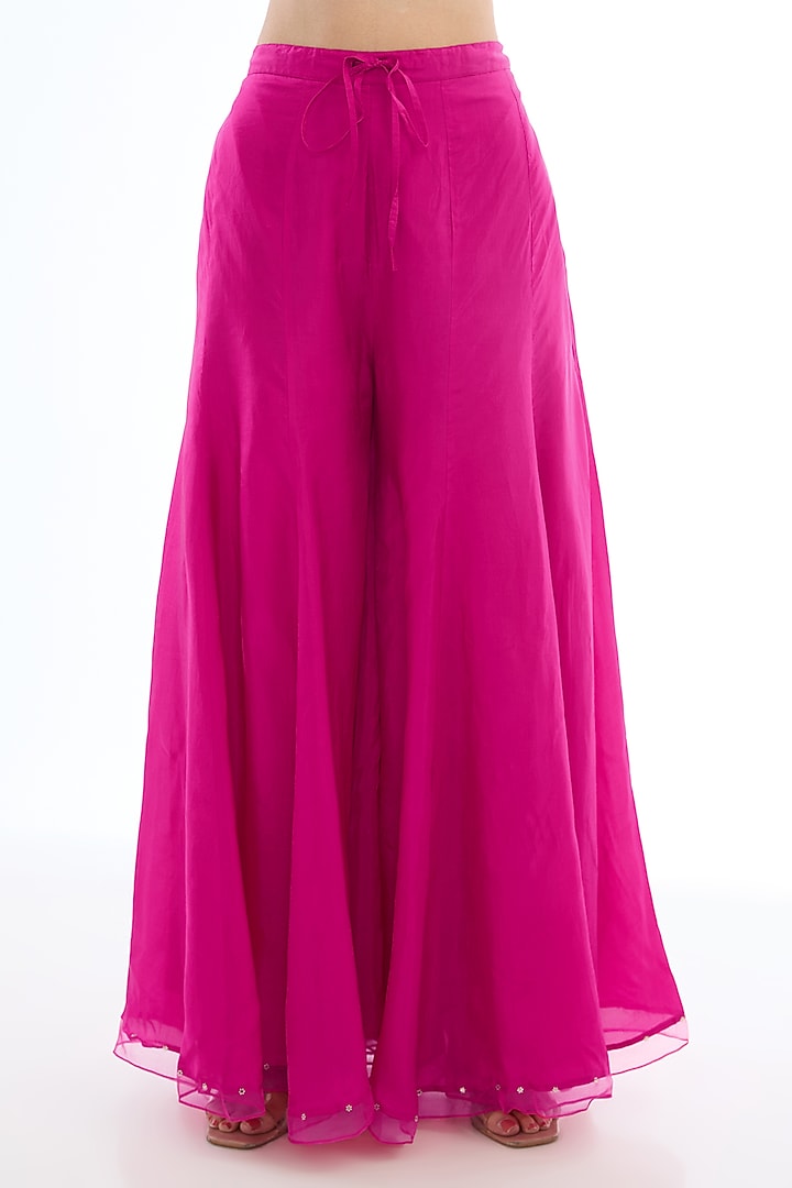Pink Viscose Silk Crushed Gharara Set by One not two at Pernia's Pop Up Shop