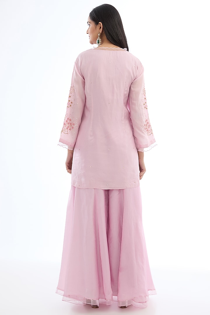 Lilac Viscose Silk Crushed Gharara Set by One not two at Pernia's Pop Up Shop