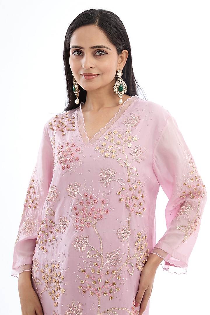 Lilac Viscose Silk Crushed Gharara Set by One not two at Pernia's Pop Up Shop