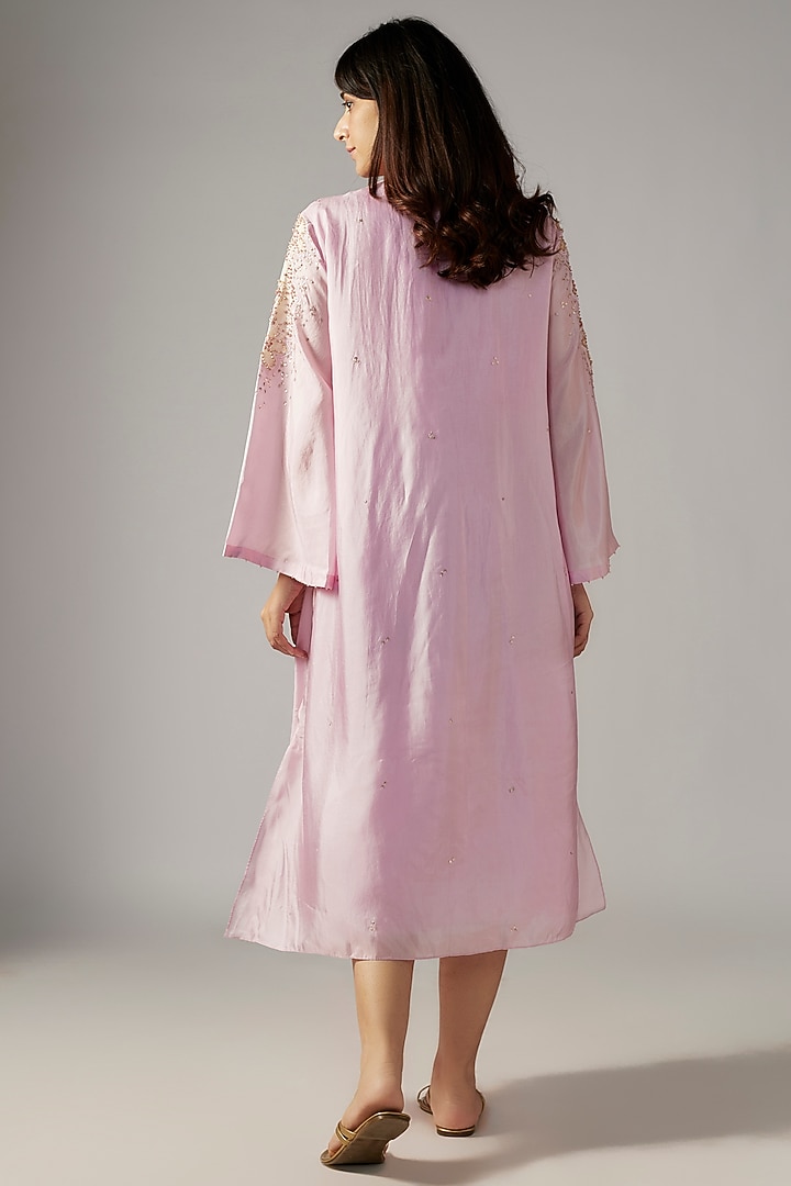 Lilac Viscose Silk Hand & Machine Embroidered Kurta by One not two at Pernia's Pop Up Shop