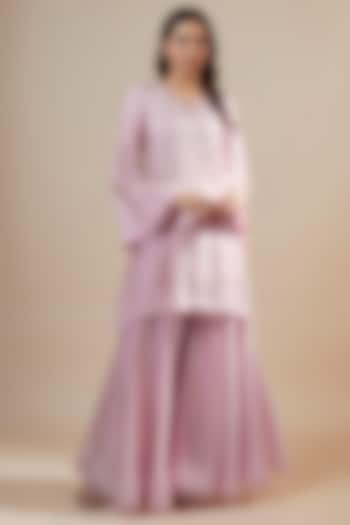 Lilac Viscose Silk Party Wear Sharara Set by One not two at Pernia's Pop Up Shop