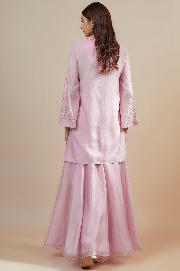 Lilac Viscose Silk Party Wear Sharara Set by One not two at Pernia's Pop Up Shop