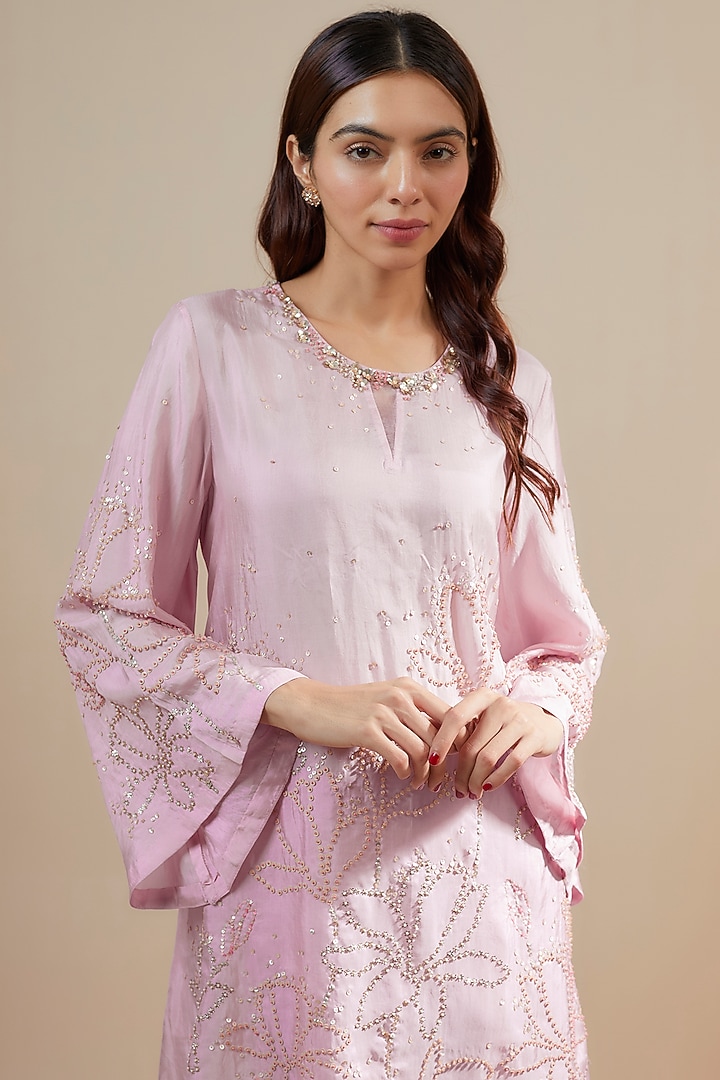 Lilac Viscose Silk Party Wear Sharara Set by One not two at Pernia's Pop Up Shop