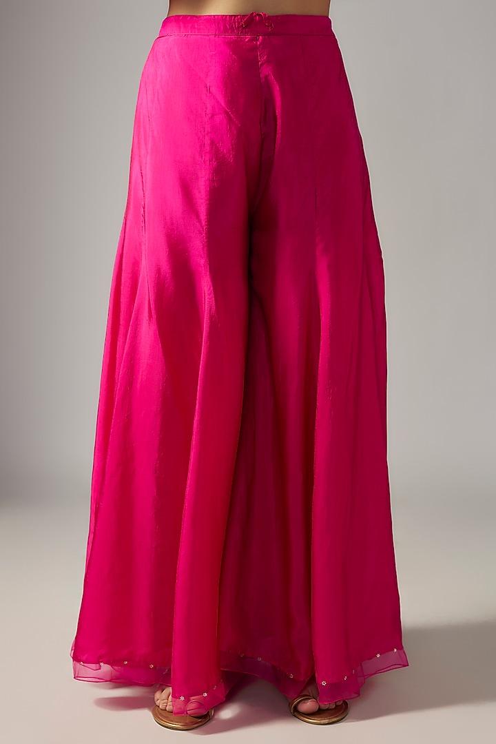 Pink Viscose Silk Gharara Set by One not two at Pernia's Pop Up Shop
