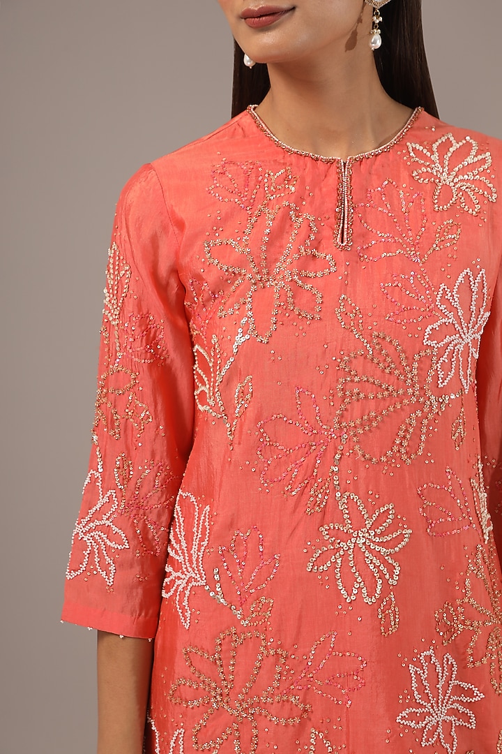 Orange Silk Wedding Sharara Set by One not two at Pernia's Pop Up Shop