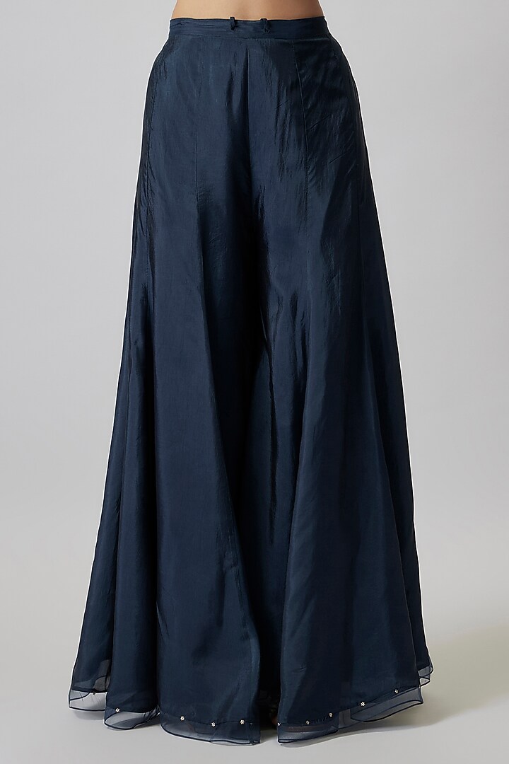 Navy Viscose Silk Wedding Sharara Set by One not two at Pernia's Pop Up Shop