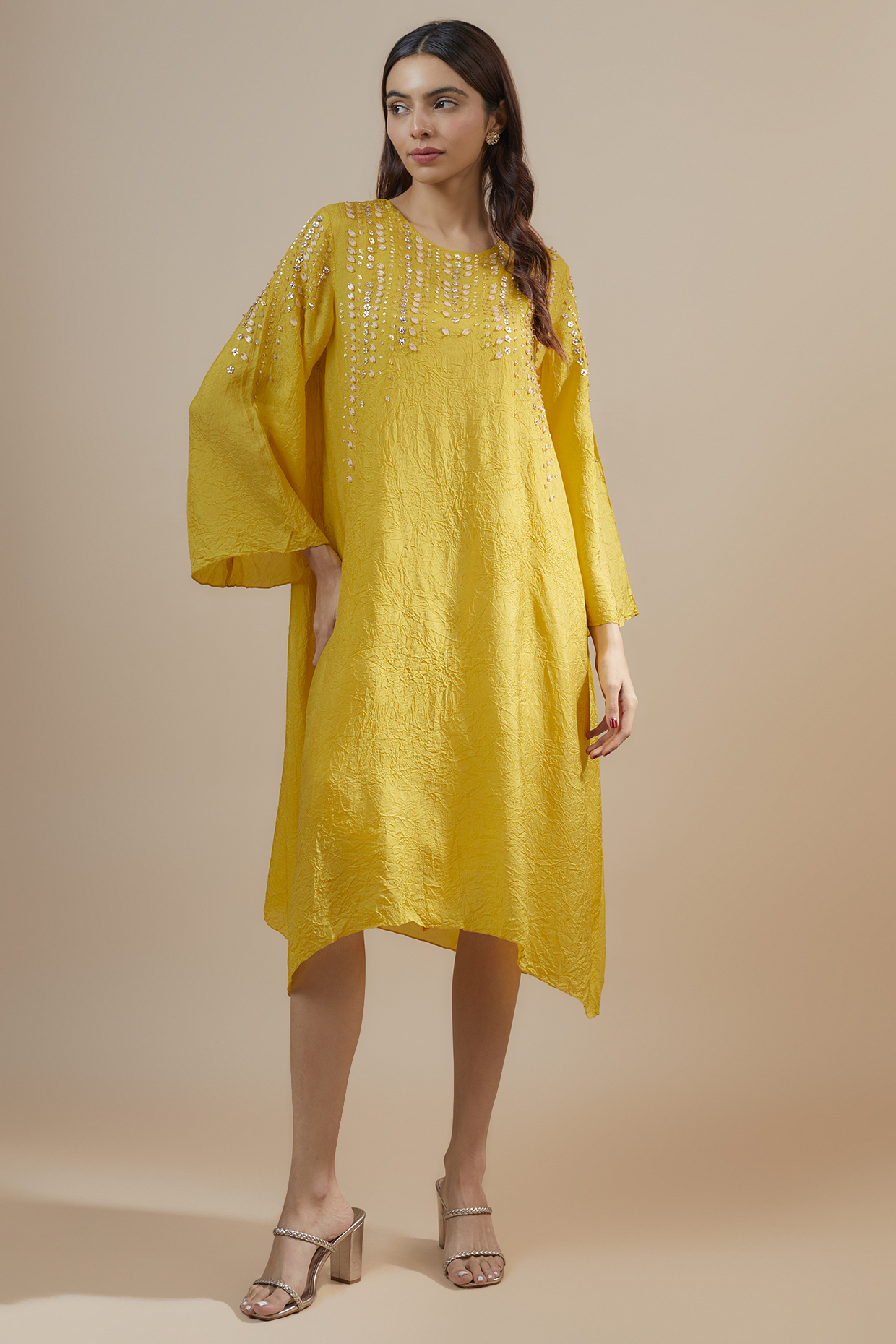 Mango Yellow Viscose Silk Kurta by One not two at Pernia's Pop Up Shop