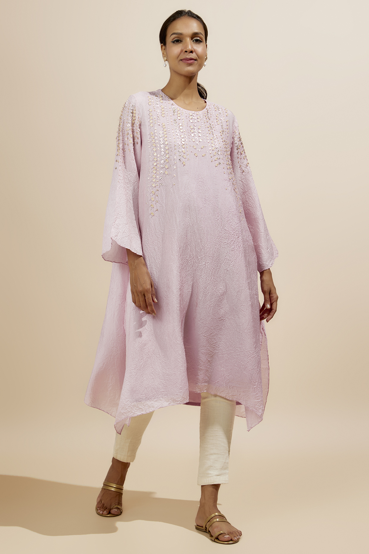Lilac Viscose Silk Kurta by One not two at Pernia's Pop Up Shop