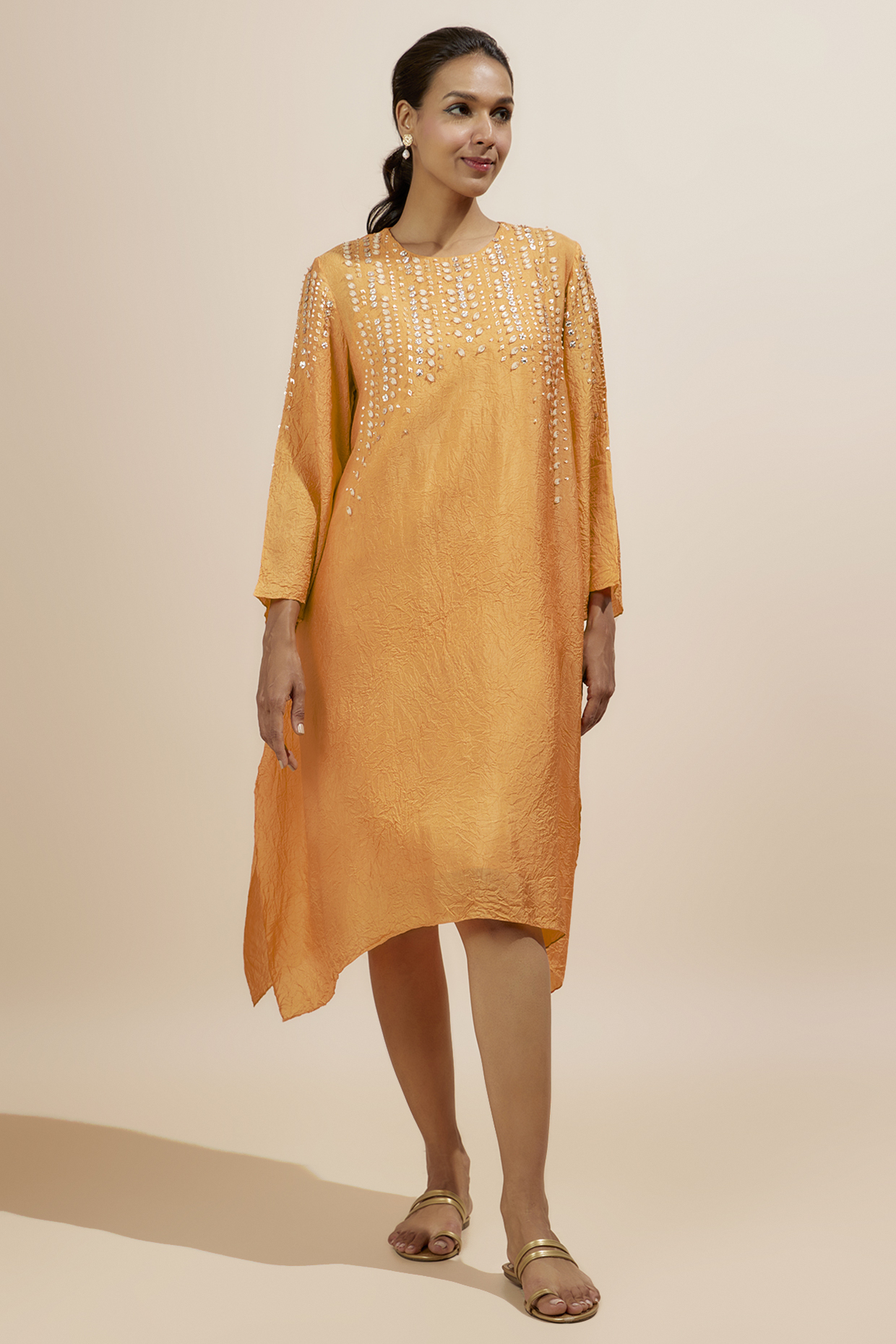 Orange Viscose Silk Kurta by One not two at Pernia's Pop Up Shop