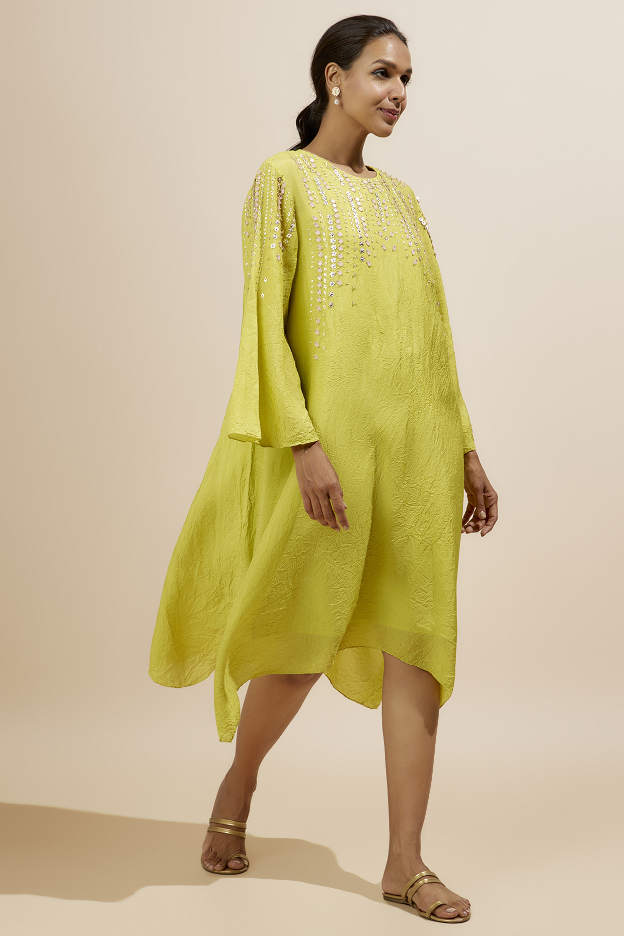 Green Viscose Silk Kurta by One not two at Pernia's Pop Up Shop