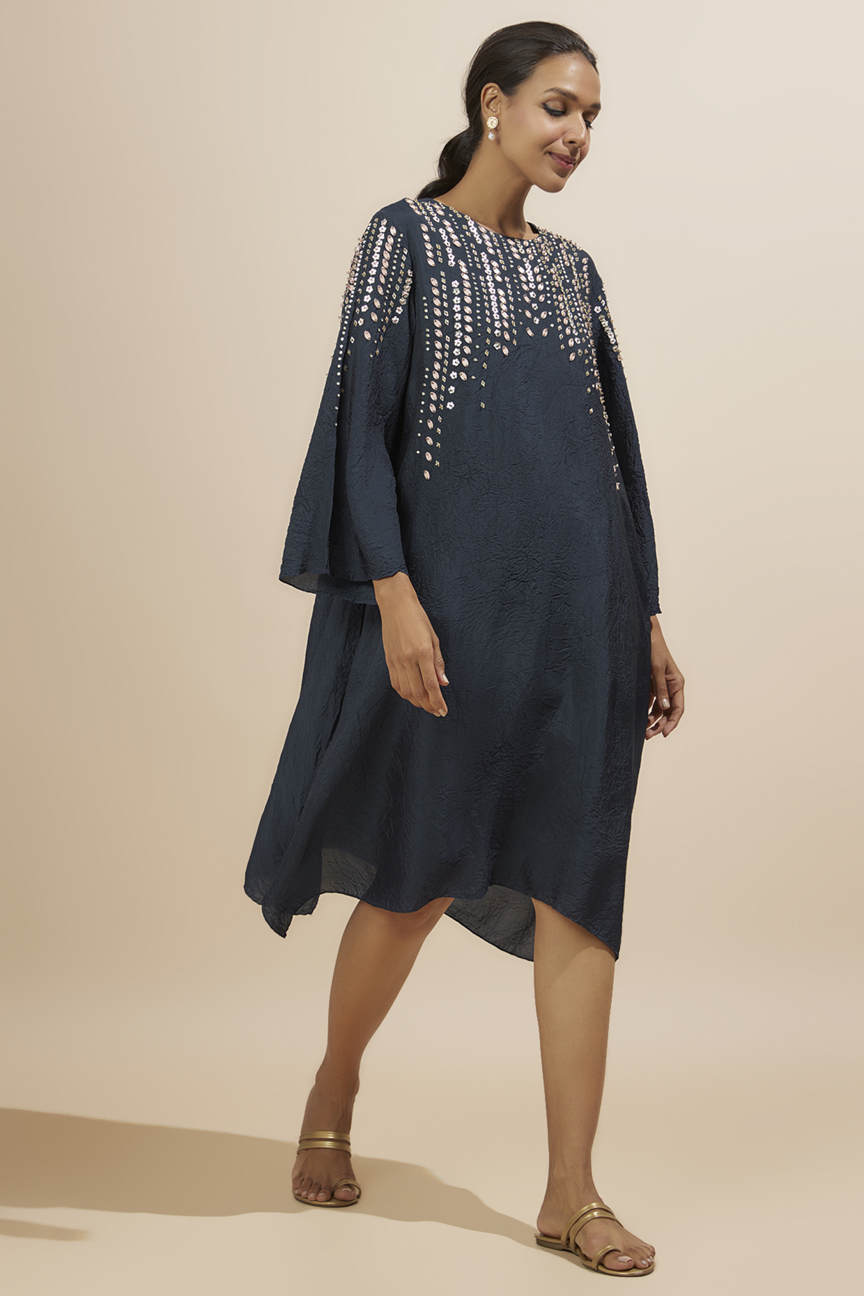 Blue Viscose Silk Kurta by One not two at Pernia's Pop Up Shop