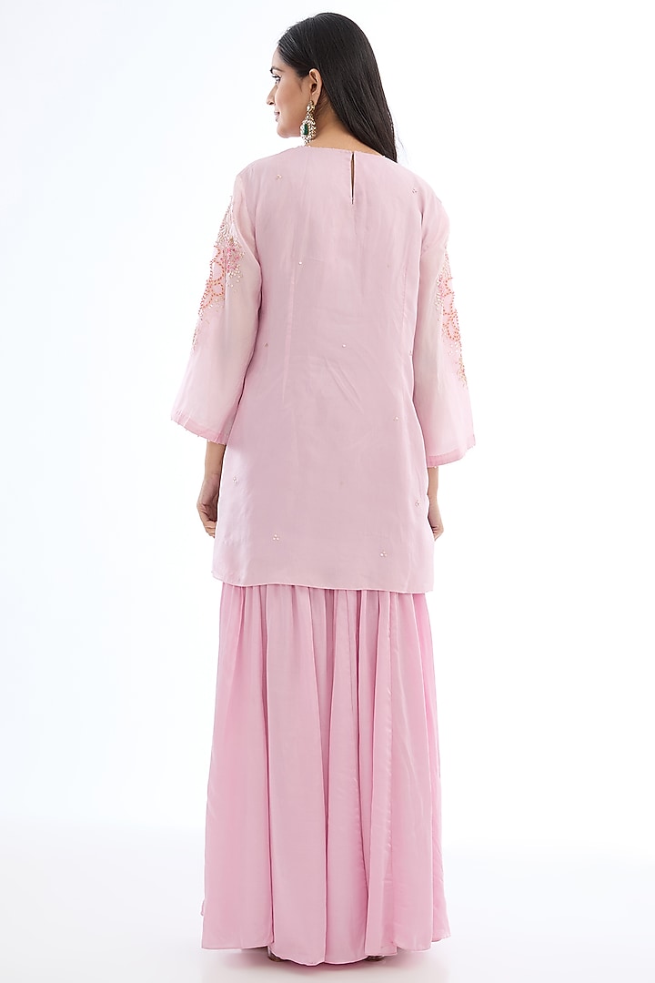 Lilac Modal Satin Party Wear Sharara Set by One not two at Pernia's Pop Up Shop