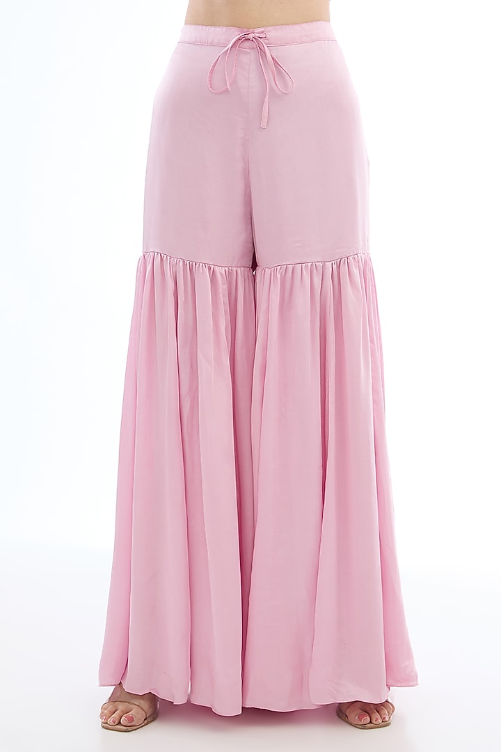 Lilac Modal Satin Party Wear Sharara Set by One not two at Pernia's Pop Up Shop