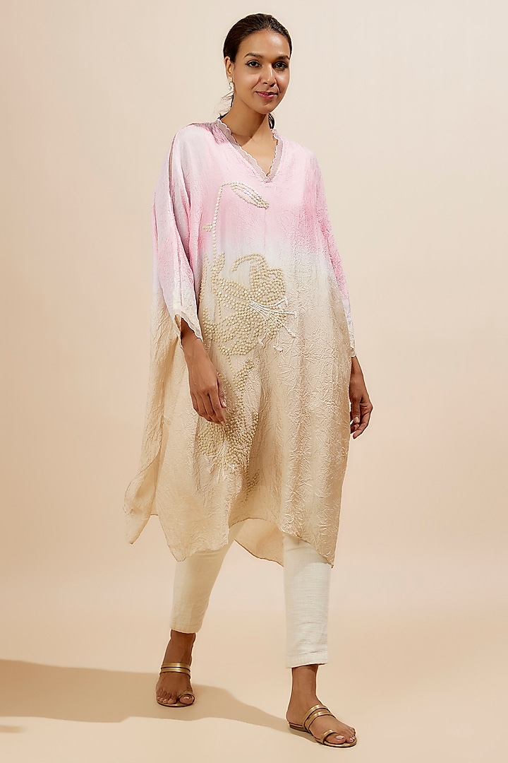 Lilac Viscose Silk Beads Embroidered Kurta by One not two at Pernia's Pop Up Shop