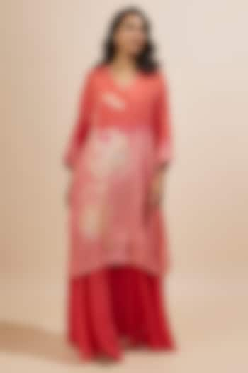 Red Viscose Silk Beads Embroidered Kurta by One not two at Pernia's Pop Up Shop