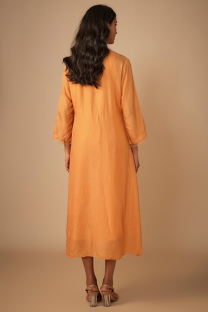 Papaya Silk Sequins Embroidered Kurta by One not two at Pernia's Pop Up Shop