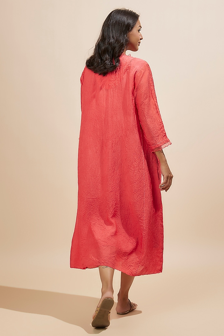 Red Viscose Silk Sequins Embroidered Kurta by One not two at Pernia's Pop Up Shop