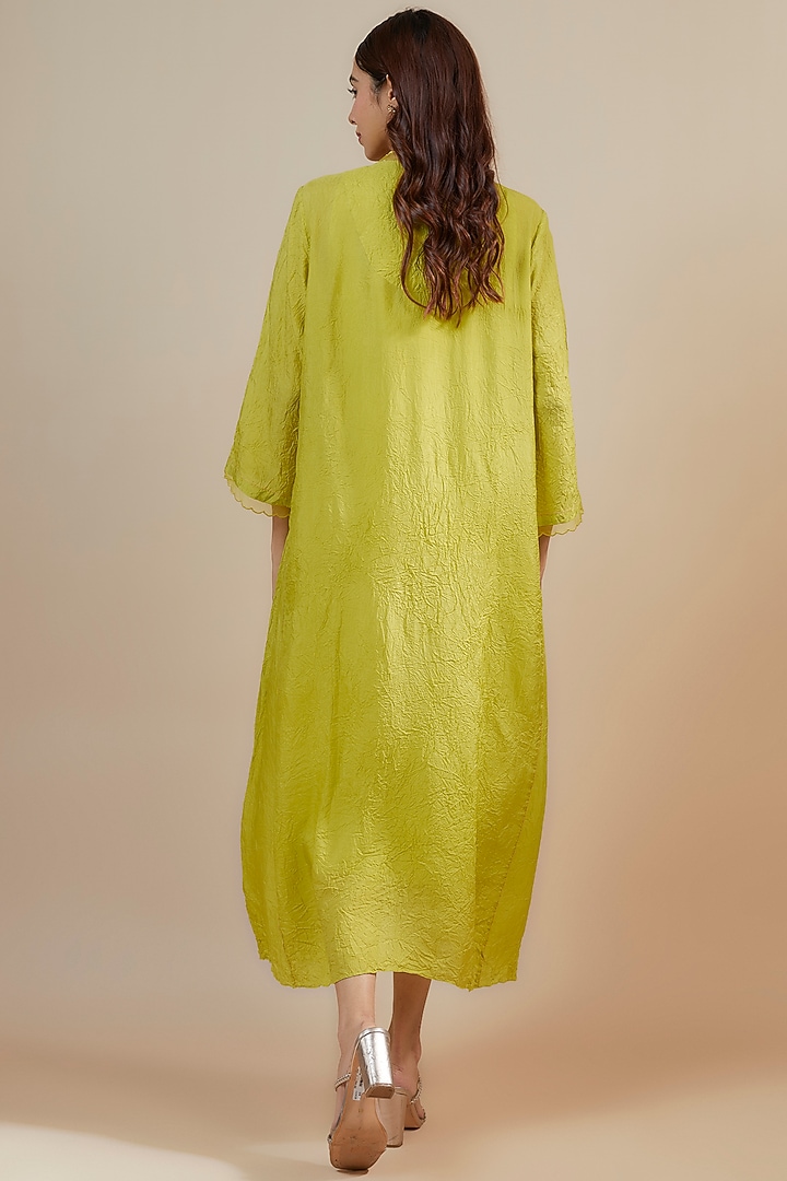 Citrine Yellow Viscose Silk Sequins & Bead Embroidered Kurta by One not two at Pernia's Pop Up Shop